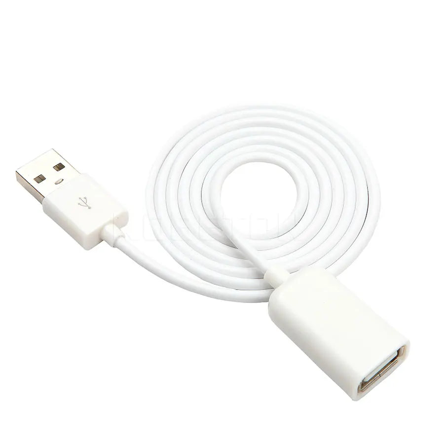 White usb 2.0 a male to female extension cable with sleek coiled design for plues samsung note4 s6 edge laptop cord use