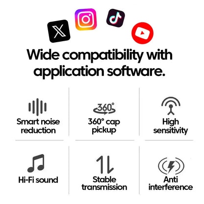 Black wireless earbuds with sleek compact design compatible with 5mm laptop microphone for desktop microphone gaming and conference recording