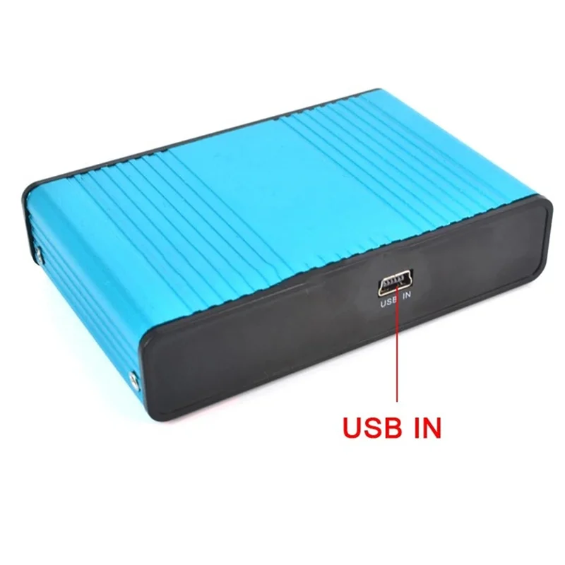 Blue and black aluminum alloy surround external sound adapter card durable with ribbed texture and audio optical adapter