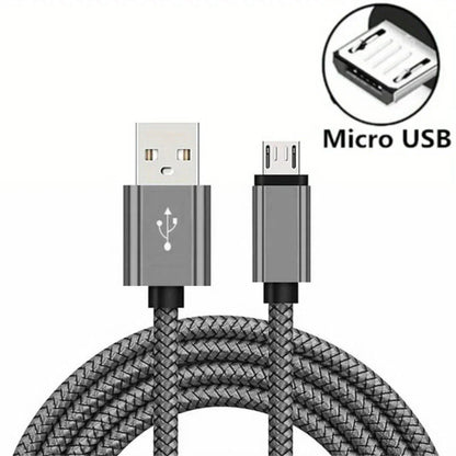 Gray braided micro cable fast charging wire mobile with usb a and micro usb connector for samsung xiaomi android devices