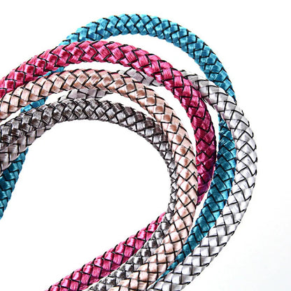 A collection of vibrant teal pink silver and gray braided micro cable fast charging wires for samsung xiaomi android devices