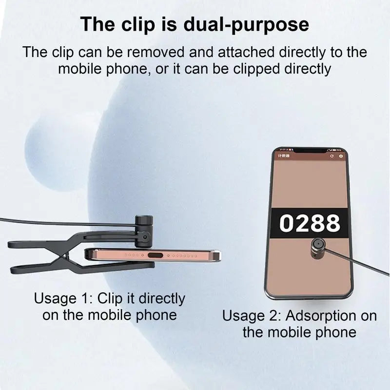 Black dual-purpose usb automatic phone clicker with sleek minimalist design for direct clipping or吸附 attachment