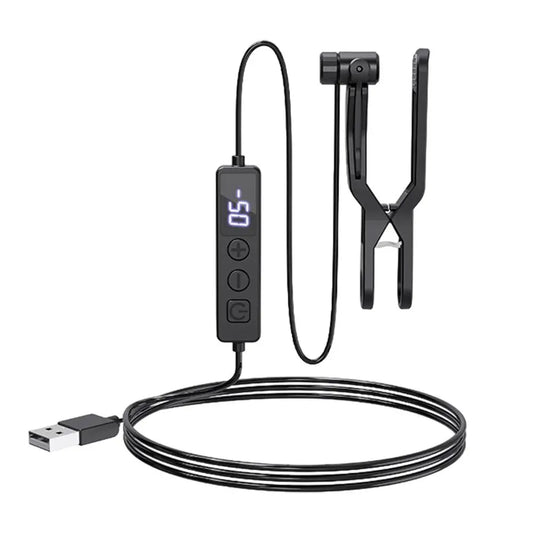 Black usb-powered endoscope with digital display and clip-on attachment for usb automatic phone screen clicker simulated finger tapping