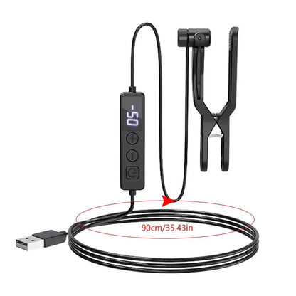 Black usb-powered endoscope with digital display and clip-on head 90cm long for usb automatic phone screen clicker tasks