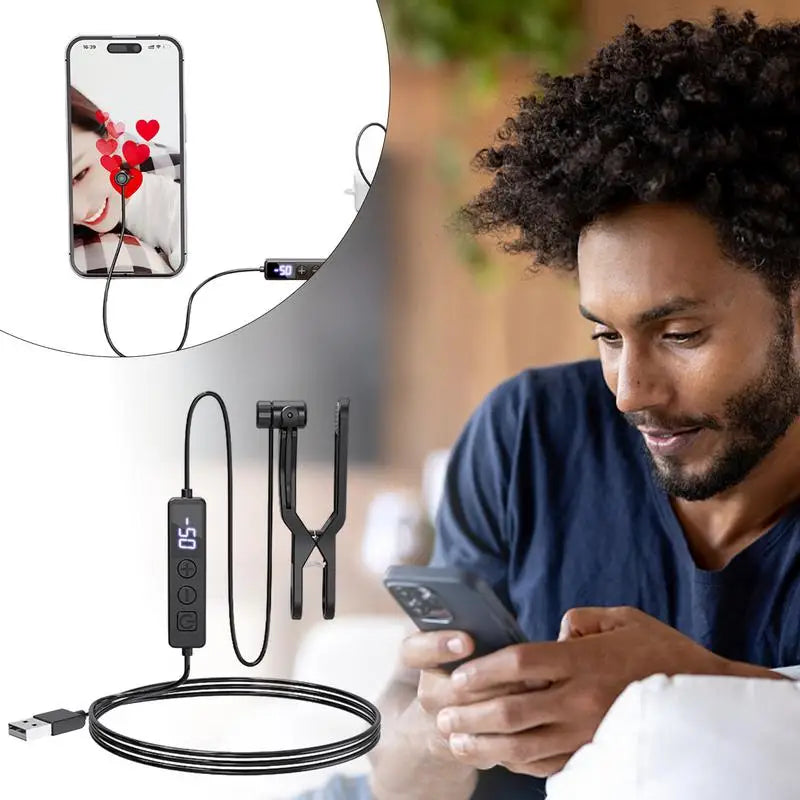 Black wireless lavalier microphone with clip and usb cable for usb automatic phone screen clicker simulated finger tapping