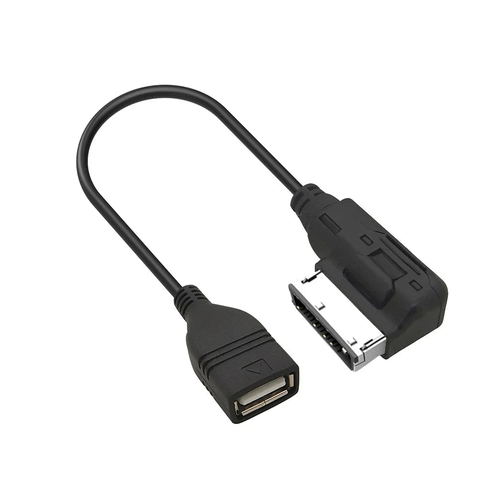 Black usb aux cable with molded plastic housing and metallic pins audio aux adapter female interface audio for vw audi