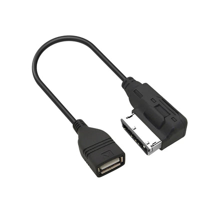 Black usb aux cable with molded plastic housing and metallic pins audio aux adapter female interface audio for vw audi