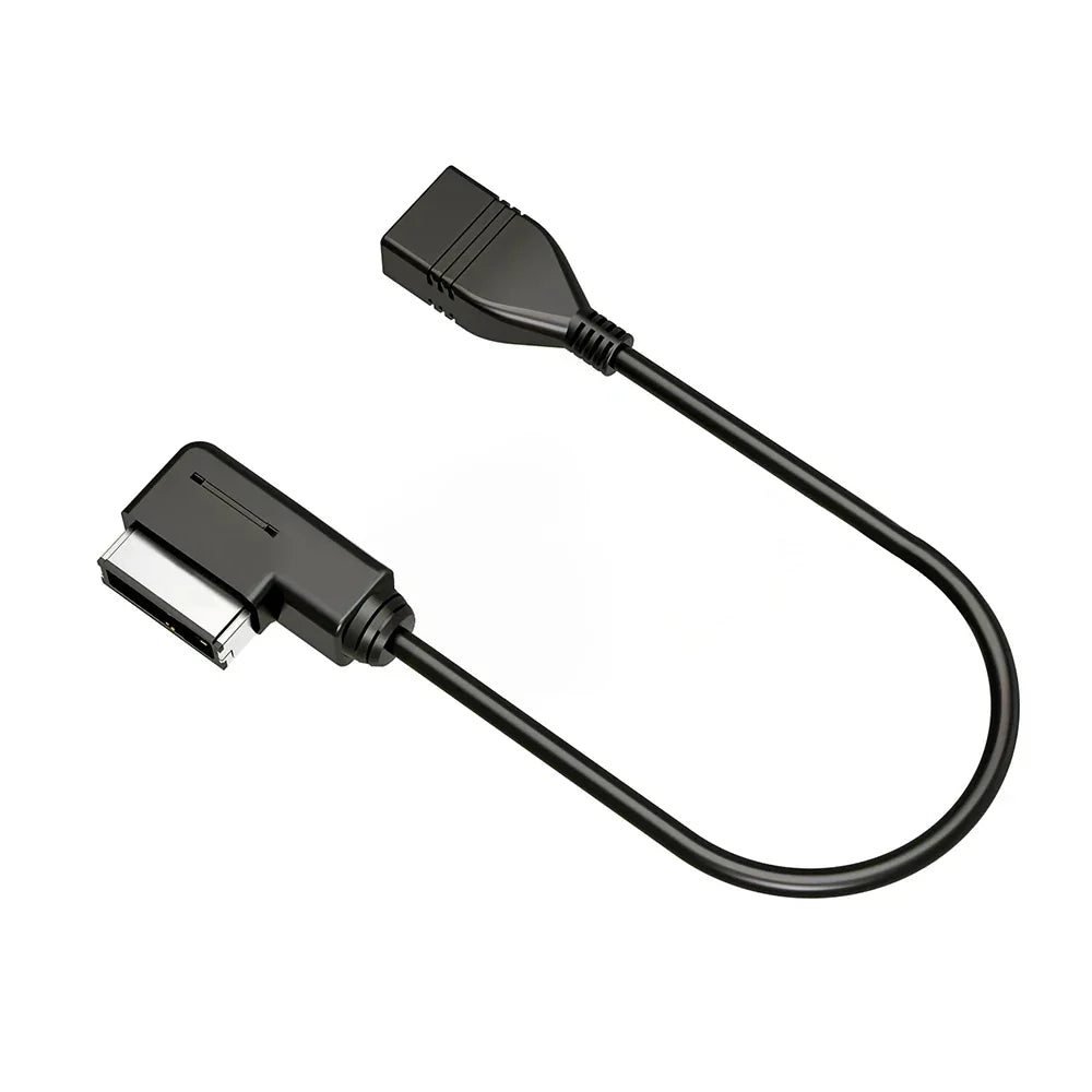 Black usb aux cable with angled usb female interface audio adapter for vw and audi models including a6l q5 and q7