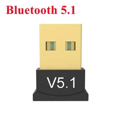 Gold-colored usb bluetooth 5.1 audio bluetooth dongle wireless usb adapter with black base for pc and laptop use