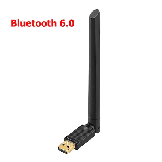Black usb dongle wireless bluetooth 6.0 adapter with gold-plated connector and receiver transmitter antenna for pc use