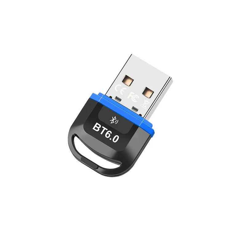Black and blue usb bluetooth 6.0 adapter transmitter receiver with keyring loop for dongle wireless usb keyboard speaker music