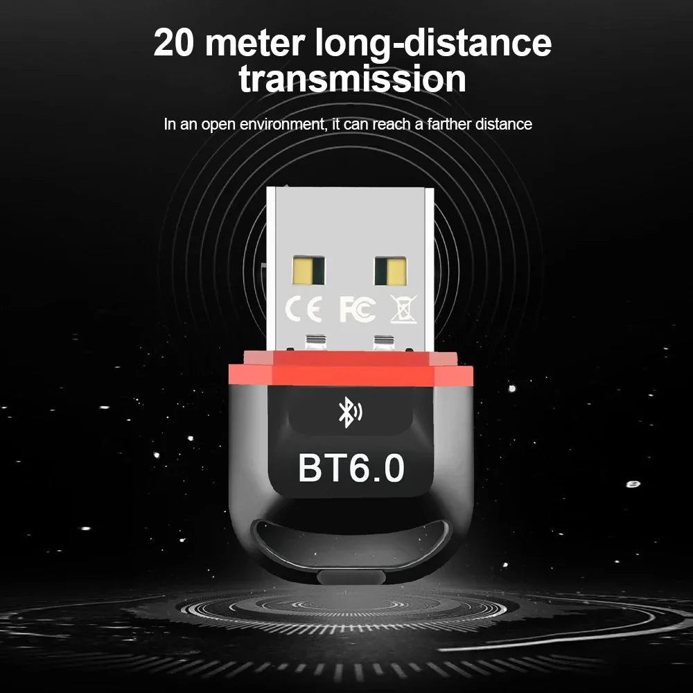 Black and red usb bluetooth 6.0 adapter transmitter receiver dongle wireless usb for keyboard speaker music devices