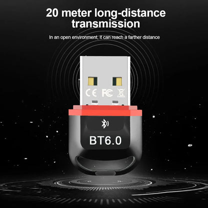 Black and red usb bluetooth 6.0 adapter transmitter receiver dongle wireless usb for keyboard speaker music devices