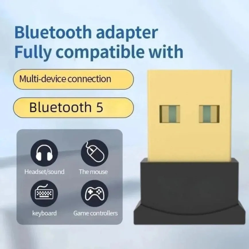 Yellow and black usb bluetooth adapter with compact rectangular design for speaker audio receiver transmitter use