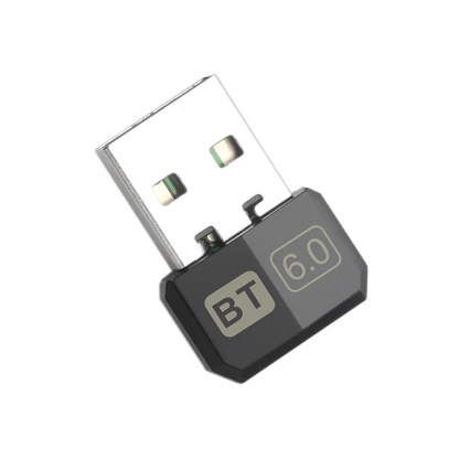 Black usb bluetooth adapter with metallic connector and silver labeling supporting bluetooth low energy for pc use
