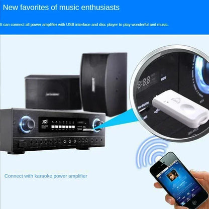 White bluetooth-music receiver with sleek compact design for wireless audio adapter in car and speaker use