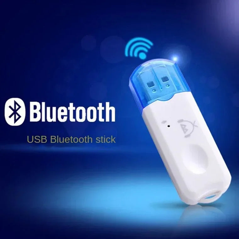 White and translucent blue usb bluetooth-music receiver with sleek compact design for wireless audio adapter use