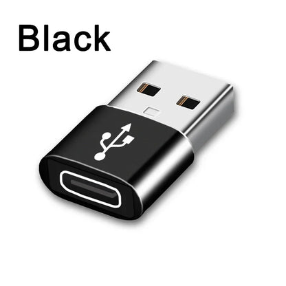Black usb c converter with sleek metallic finish and white logo female usb type-c converter for pc laptops