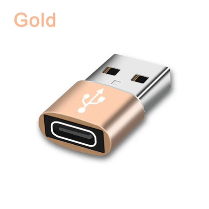 Gold-colored usb c converter type-c converter with sleek metallic finish and white usb symbol for female usb connection