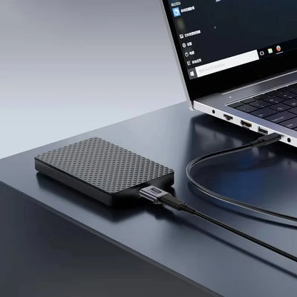 Black external hard drive with textured diamond-patterned surface featuring micro b connector and type c female port for disk box samsung s5