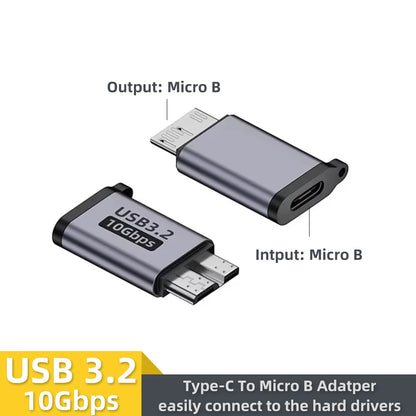 Silver usb c 3.0 to micro b connector adapter with type c female port for disk box samsung external hard drive