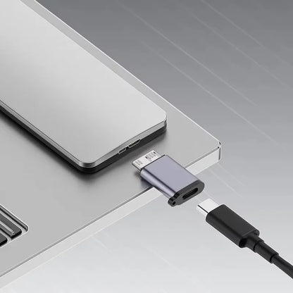 A sleek metallic gray usb c 3.0 adapter with micro b connector and type c female for disk box samsung and external drives
