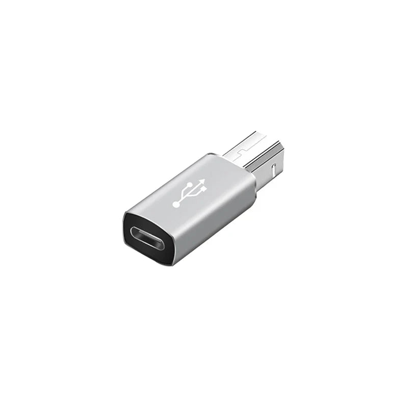 Silver usb-c to micro-usb adapter with metallic finish for midi controller data transfer and canon printer scanner use