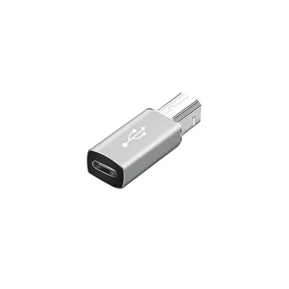 Silver usb-c to micro-usb adapter with metallic finish for midi controller data transfer and canon printer scanner use