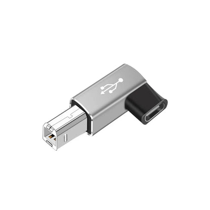 Silver and black usb c to usb b 2.0 adapter with 360-degree rotation for midi controller data transfer and canon printer scanner