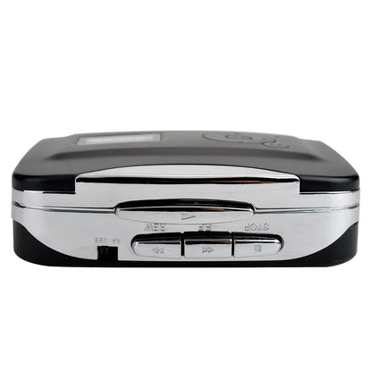 Black and silver usb cassette tape player with mp3 recording music feature and flash drive adapter for easy conversion