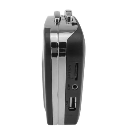 Black and silver usb cassette tape player with mp3 recording music feature and flash drive adapter port and volume dial