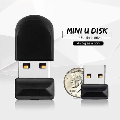 Black and silver metal mini usb flash disk 16gb with compact sleek coin-sized design for pendrive external storage use
