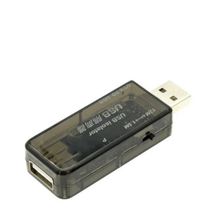 Black translucent usb isolator with silver connectors featuring adum3160 isolation for 480m high-speed usb protection