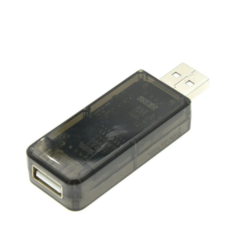 Transparent black usb isolator with adum3160 isolation and silver connector showing internal circuit board for usb 2.0 480m high-speed