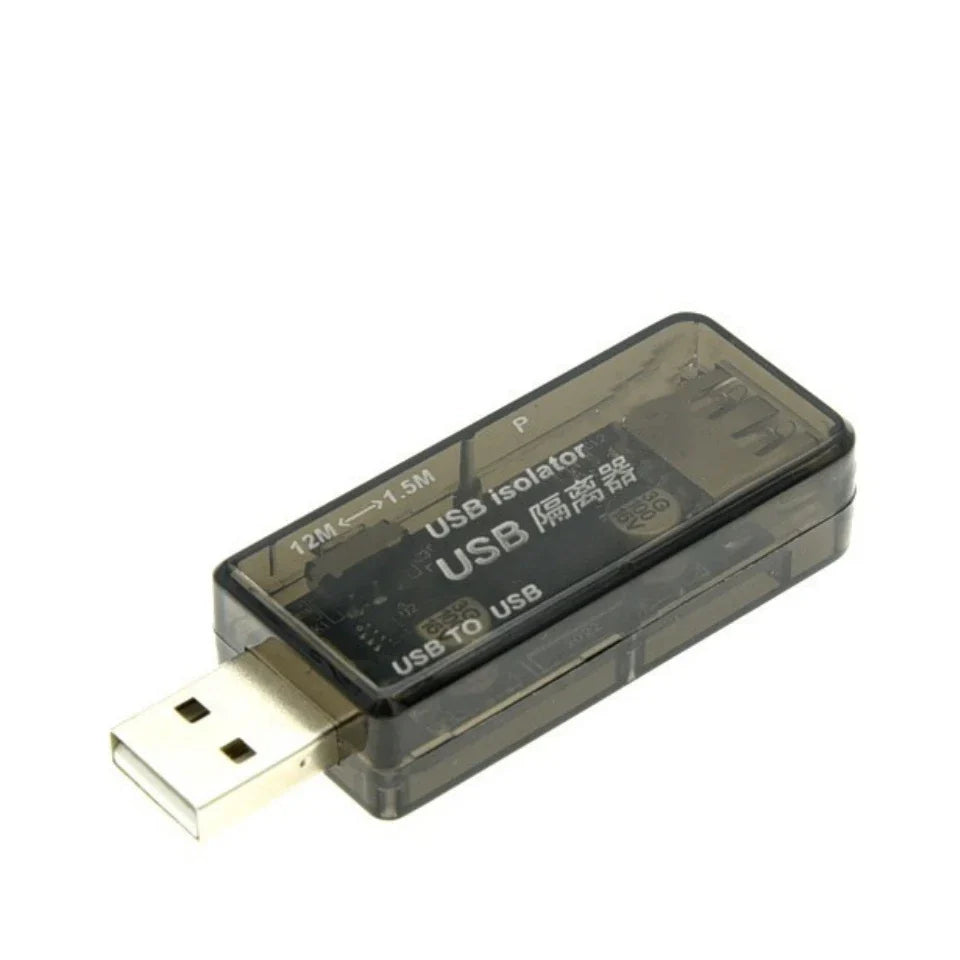 Transparent black usb isolator with metallic silver connector featuring adum3160 isolation for usb2.0 480m high-speed protection