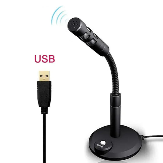 Black usb desktop microphone with flexible gooseneck and mesh grille for youtube streaming podcasting gaming mic on windows
