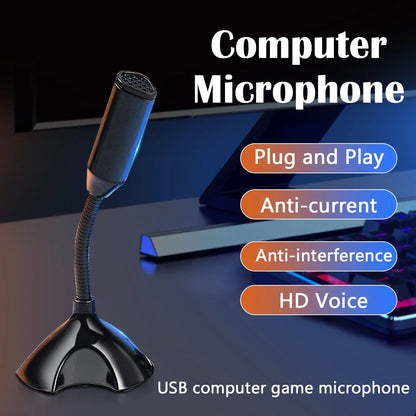 Black usb microphone with flexible gooseneck and glossy finish for studio singing gaming and streaming mikrofon stand use