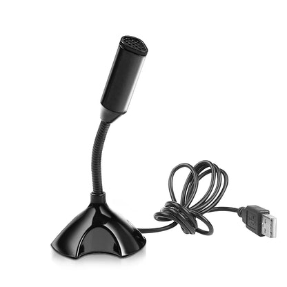 Black desktop usb microphone with flexible gooseneck and matte finish for studio singing gaming streaming mikrofon stand