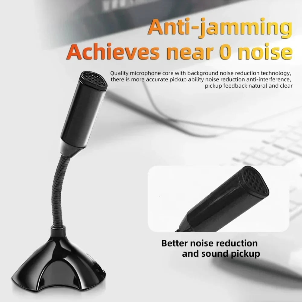 Black desktop usb microphone with flexible gooseneck and anti-jamming noise reduction for gaming streaming mikrofon use