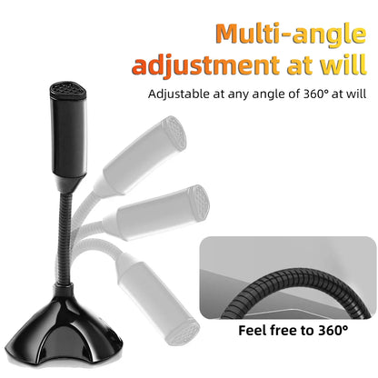 Black usb microphone with flexible gooseneck and adjustable base for gaming streaming mikrofon and studio singing use