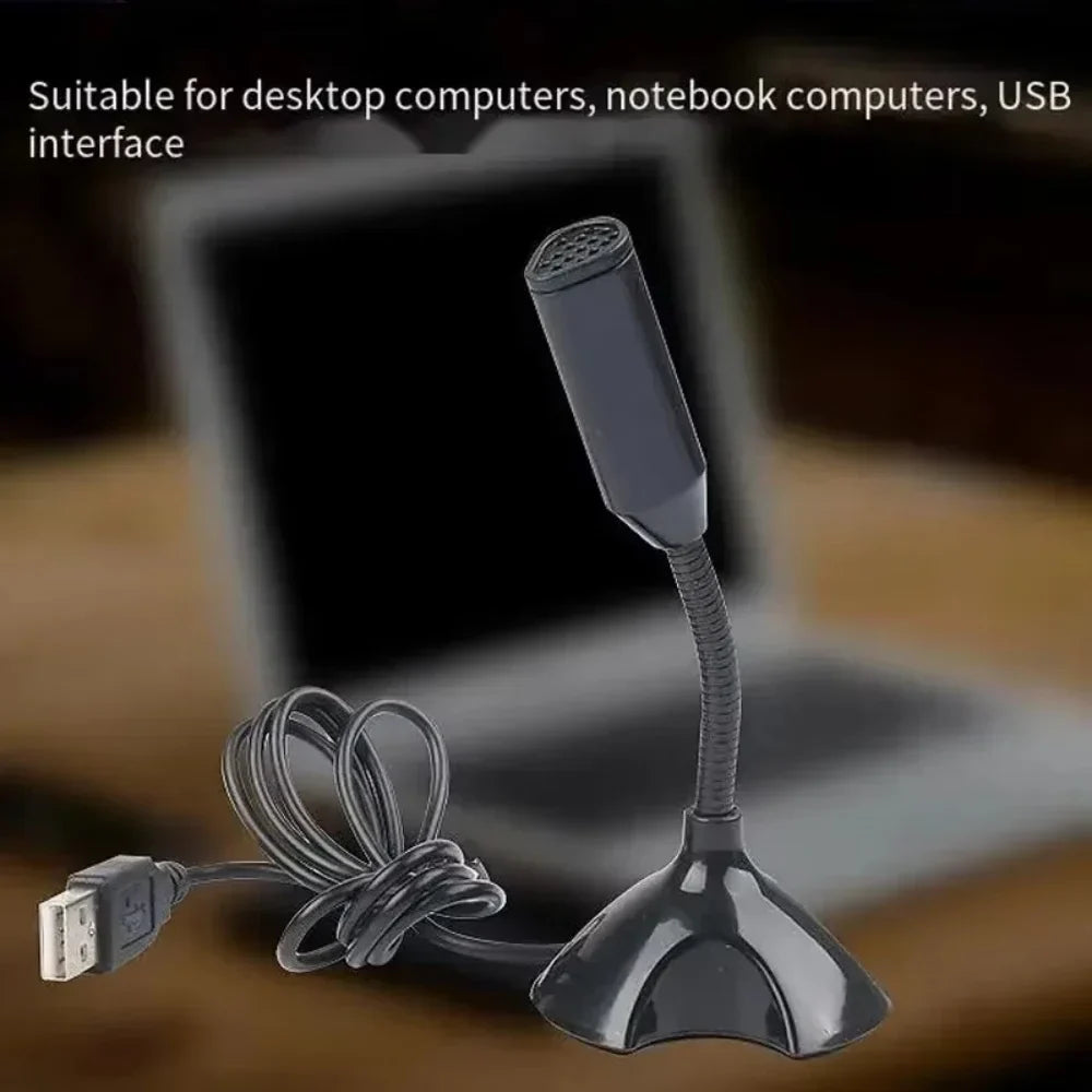 Black desktop usb microphone with flexible gooseneck and coiled cable for gaming streaming mikrofon stand and adjustable studio singing