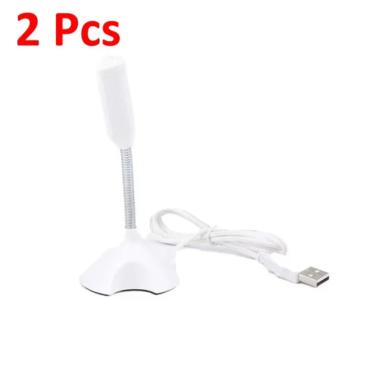 White usb microphone with flexible gooseneck and usb cable for gaming streaming mikrofon stand desktop use