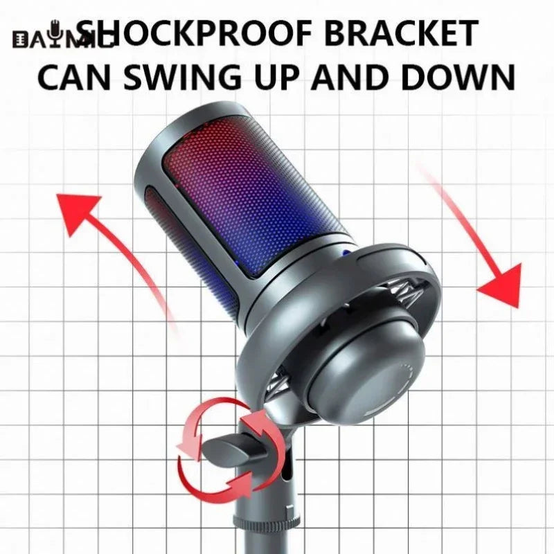 Black and red shockproof microphone bracket with adjustable swing-up design for mac gaming recording and sound monitor microfone