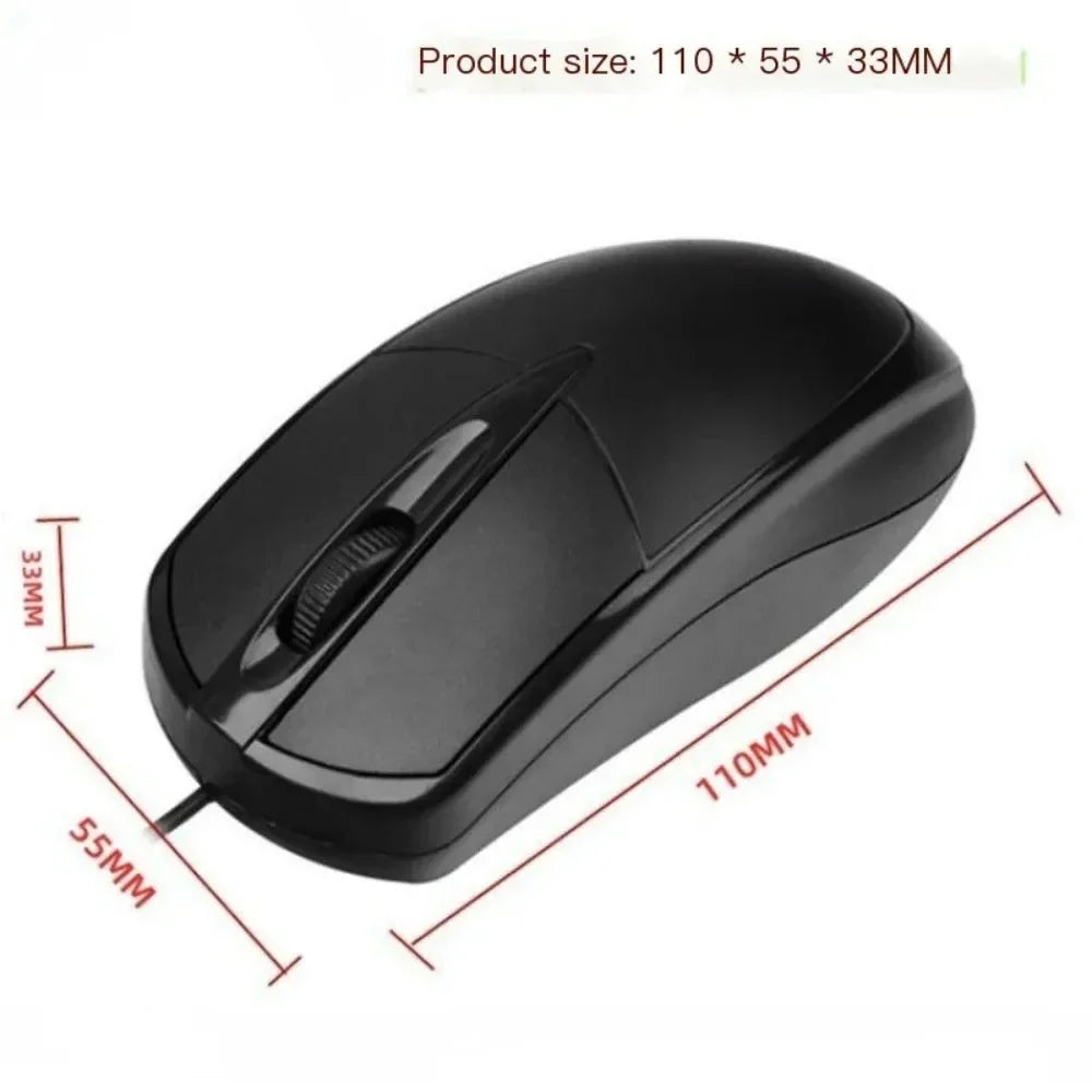 Black usb optical wired mouse with glossy ergonomic design and roller 3d 1200dpi for home office use