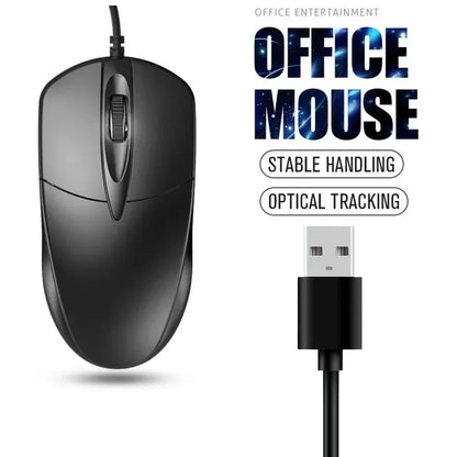 Black usb optical wired mouse with roller 3d 1200dpi featuring ergonomic design for stable handling home office use