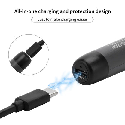 Black usb soldering iron set with adjustable temperature and type-c portable charger for convenient on-the-go use