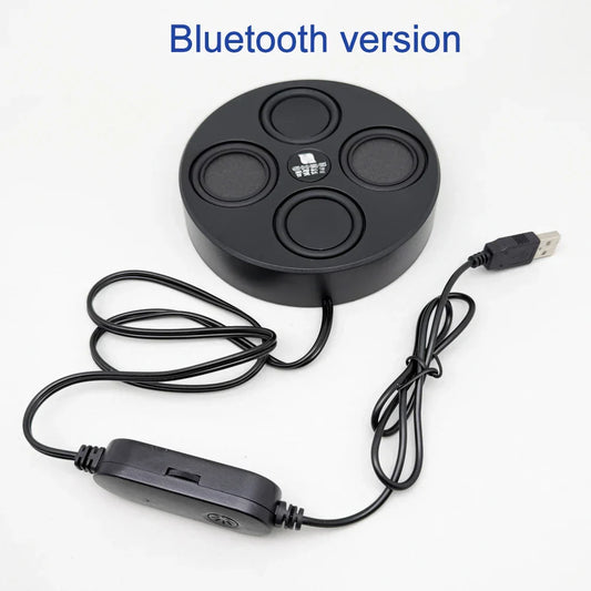 Black circular ultrathin 26mm magnetic bluetooth speaker with four buttons and usb cable for pc surround sound 6ohm