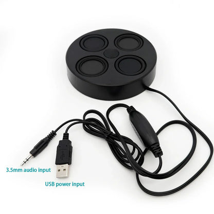 Black circular usb speaker input device with four recessed buttons and usb power cable for ultrathin 26mm magnetic stereo surround sound 6ohm