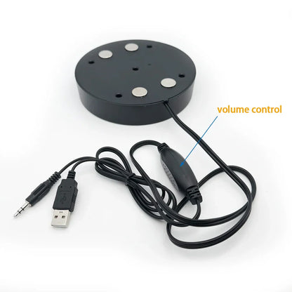 Black circular ultrathin 26mm magnetic usb speakers for pc with five silver buttons and surround sound 6ohm features