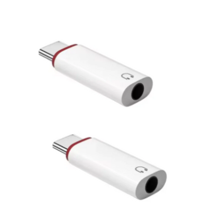 White usb type c to 3.5mm audio adapter with red accent and headphone icon typec earphone converter for iphone15 samsung xiaomi huawei